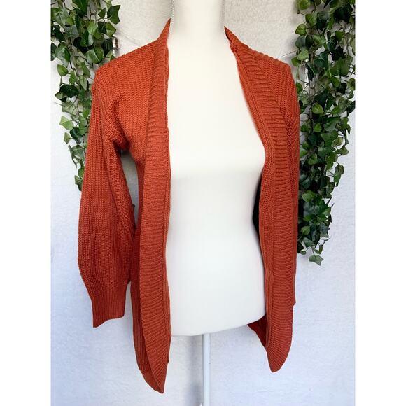NWT No Comment 100% Acrylic Yarn Orange Cardigan Sweater Women's Small - Picture 2 of 9